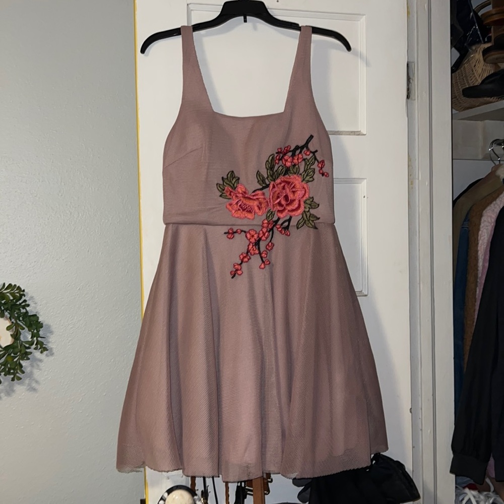 Neutral, formal mini dress!